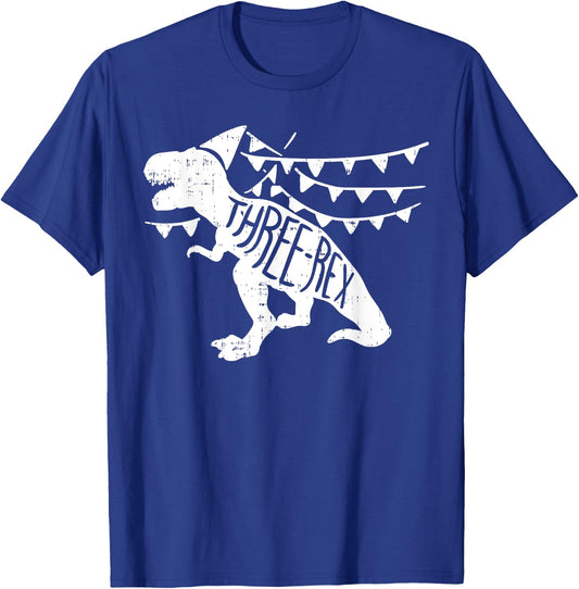 Three Rex Funny Trex Dinosaur 3rd Birthday Party Kids T-Shirt - T-Shirt | Royal