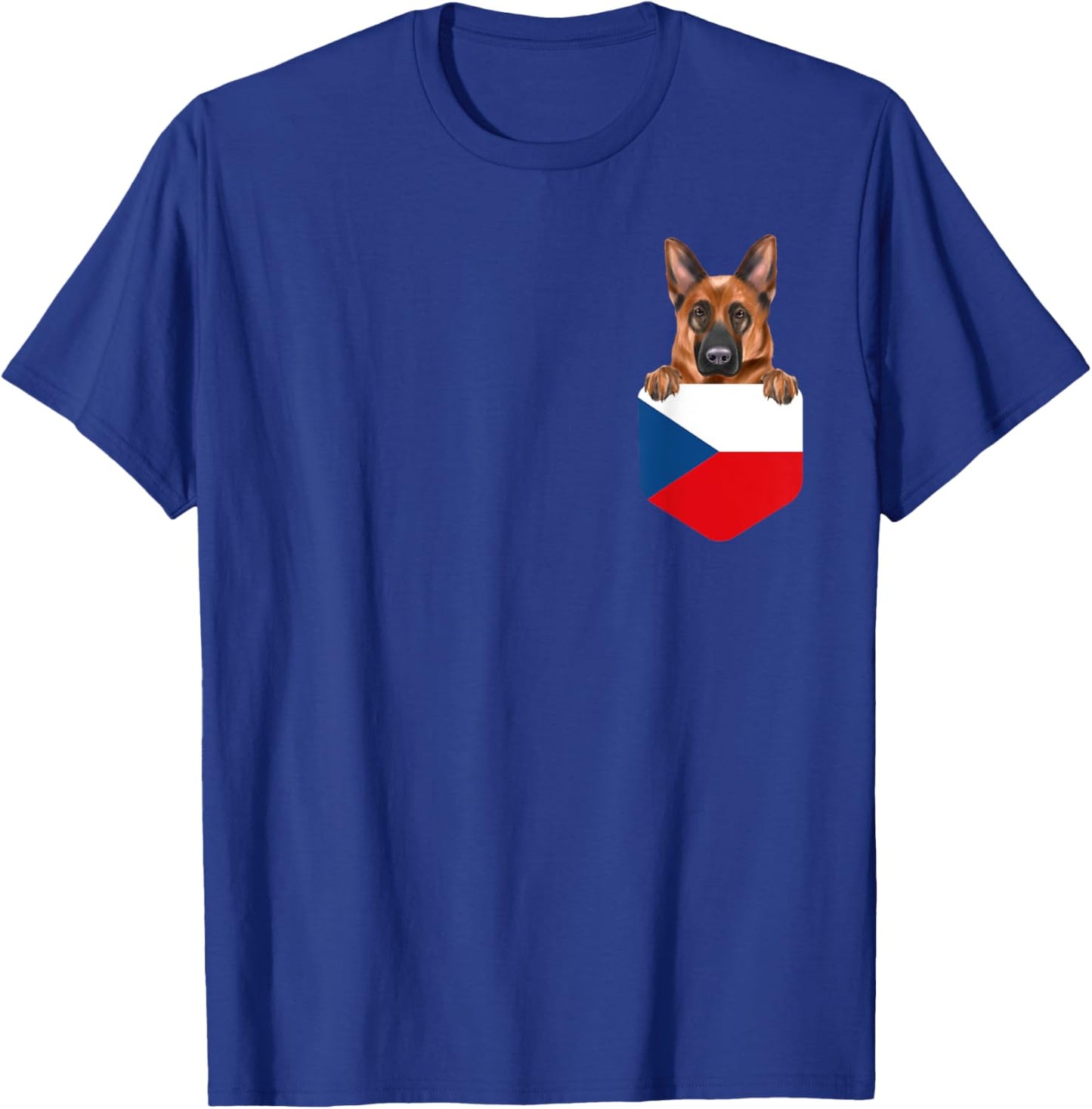 Czech Republic Flag German Shepherd Dog In Pocket T-Shirt - T-Shirt | Royal