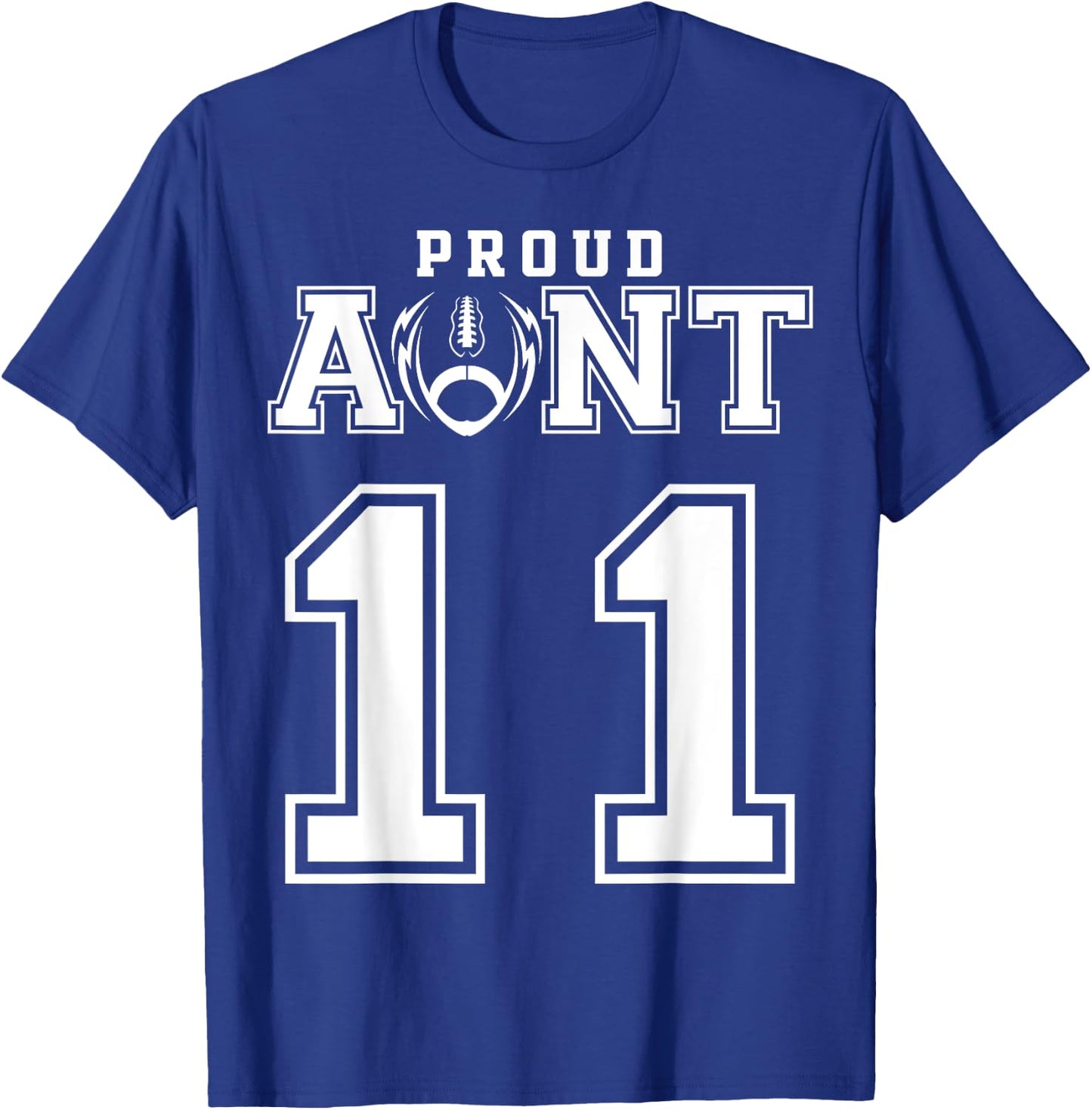 Custom Proud Football Aunt Number 11 Personalized T-Shirt - T-Shirt | Royal