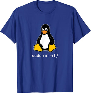 Tux Linux Penguin - Sudo rm -rf / computer science computer T-Shirt - T-Shirt | Royal