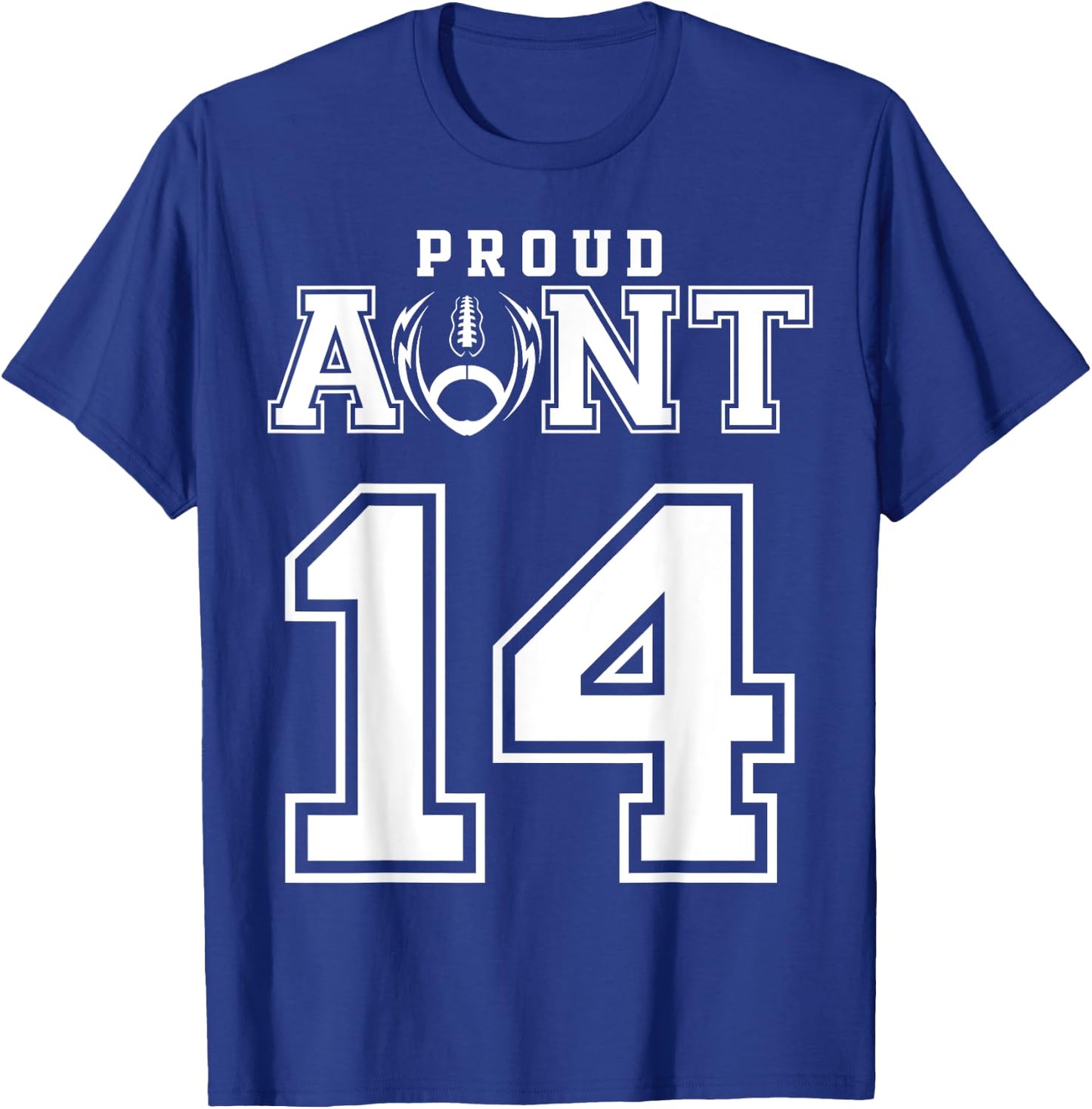 Custom Proud Football Aunt Number 14 Personalized T-Shirt - T-Shirt | Royal