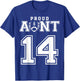 Custom Proud Football Aunt Number 14 Personalized T-Shirt - T-Shirt | Royal