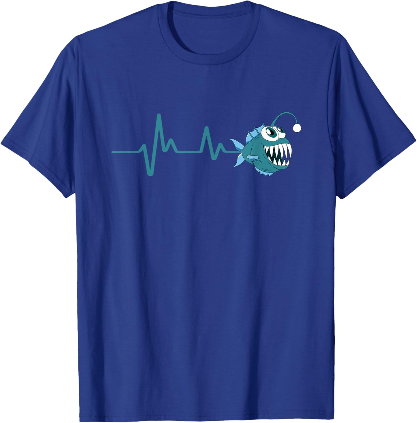 Angler Fish Monster Fishing Fisherman Heartbeat Anglerfish T-Shirt - T-Shirt | Royal