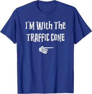I'm With Traffic Cone Halloween Costume Couples Matching T-Shirt - T-Shirt | Royal