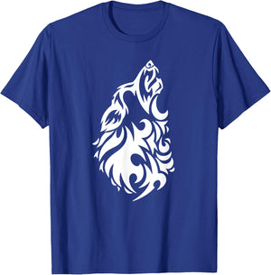 Wolf - Cool Tribal Dog Head Pup Howling Men Women Girls Kids T-Shirt - T-Shirt | Royal
