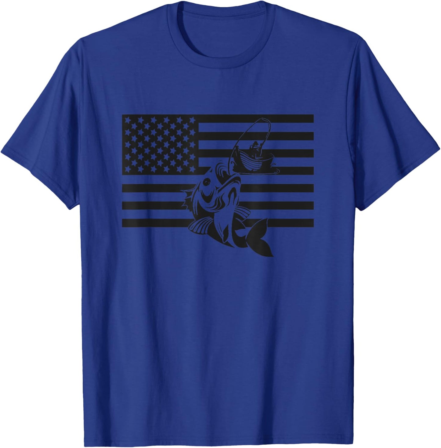 American Flag Fishing Apparel - Fishing T-Shirt - T-Shirt | Royal