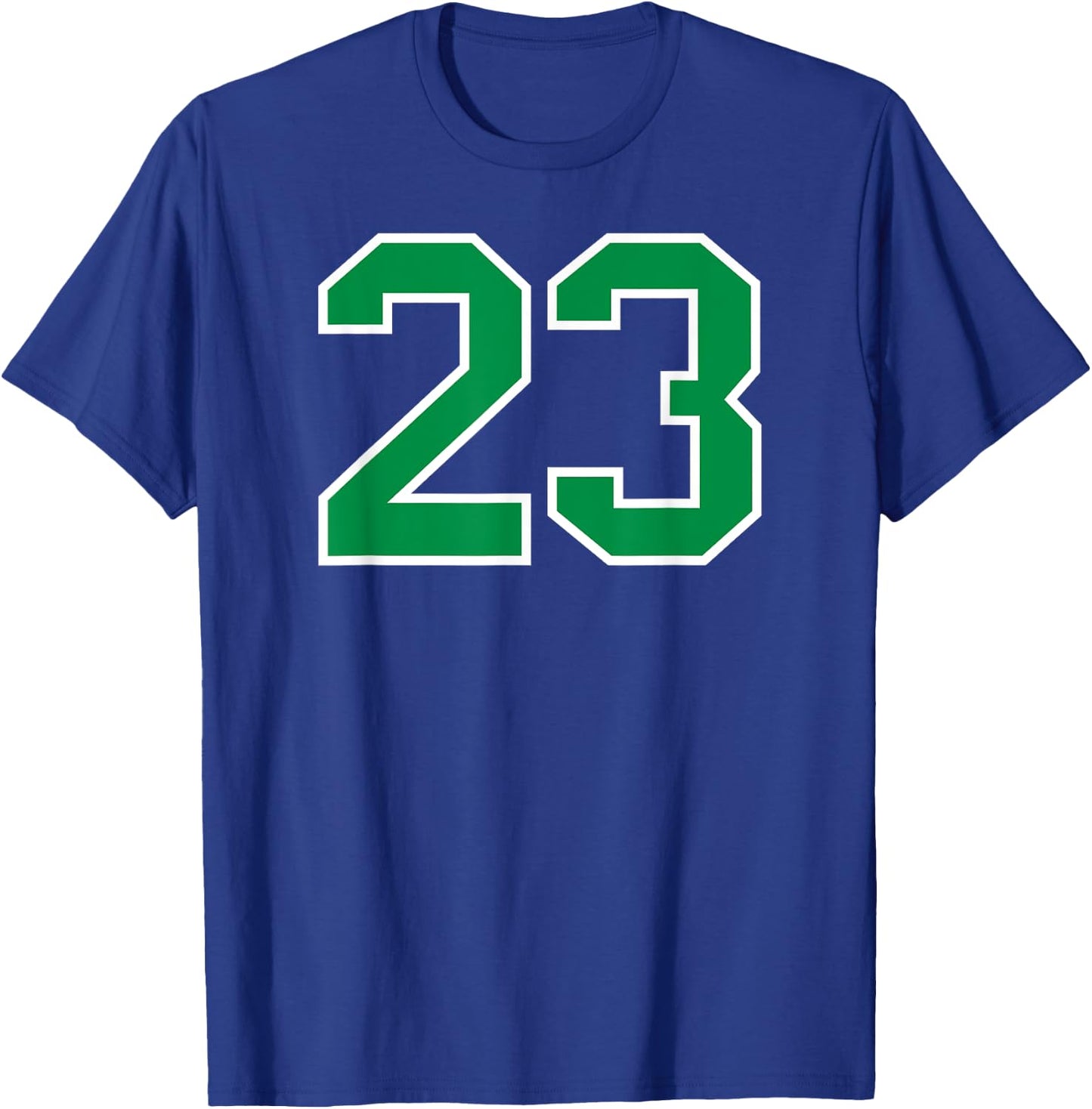 Number #23 Sport White Green Varsity Number T-Shirt - T-Shirt | Royal