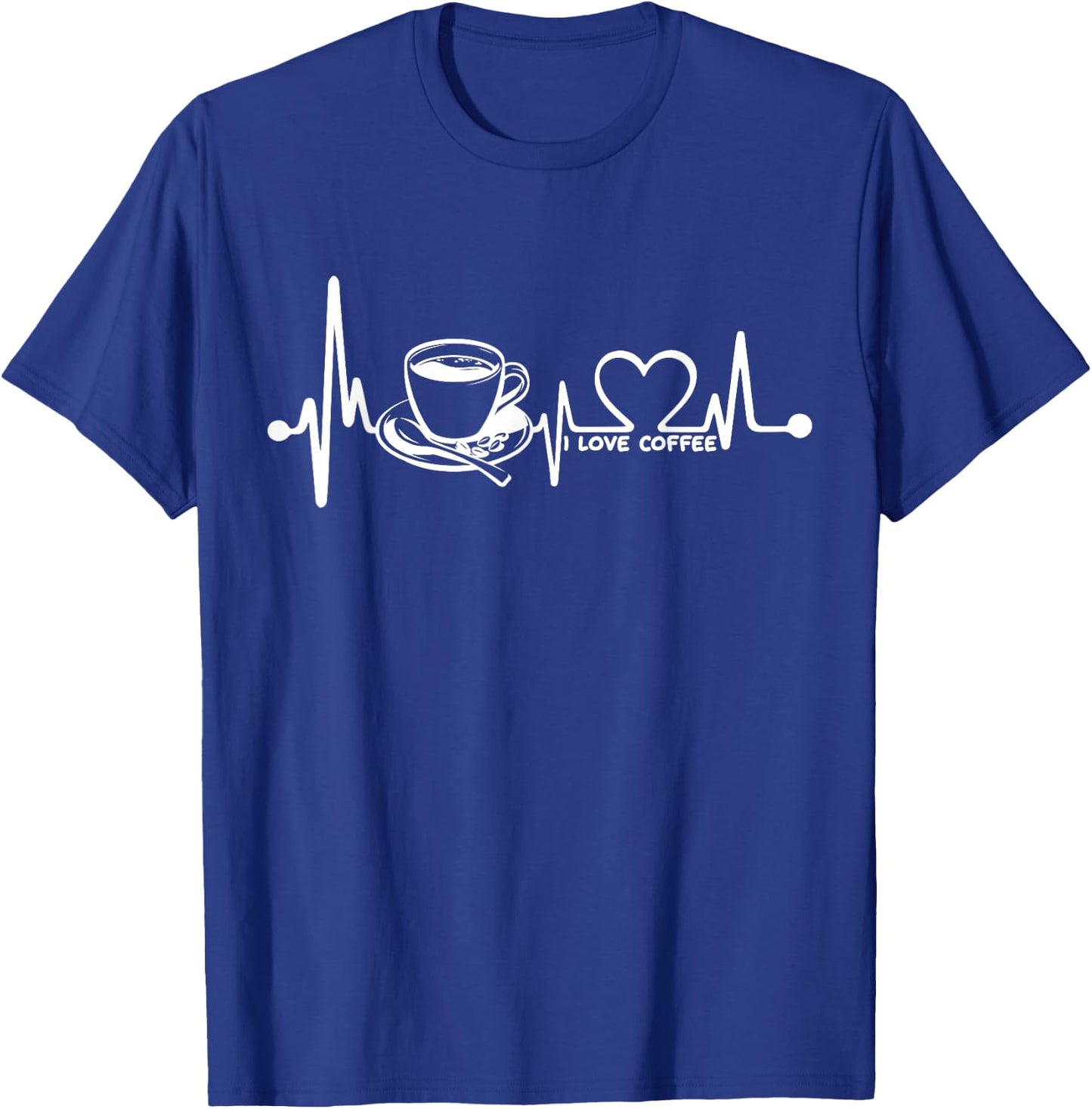 Coffee Lover I love coffee Heartbeat T-Shirt - T-Shirt | Royal