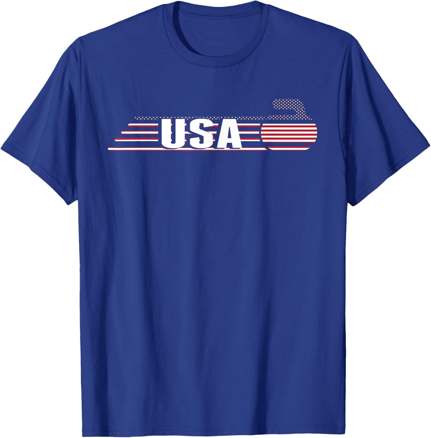 USA Team Curling Rock Jersey - Vintage Winter Sports Lovers T-Shirt - T-Shirt | Royal