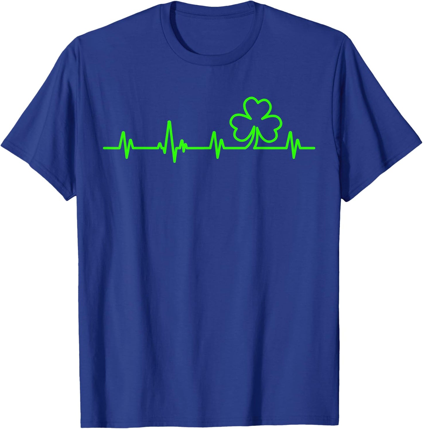 St Patricks Day Lucky Irish Clover Heartbeat Shamrock T-Shirt - T-Shirt | Royal