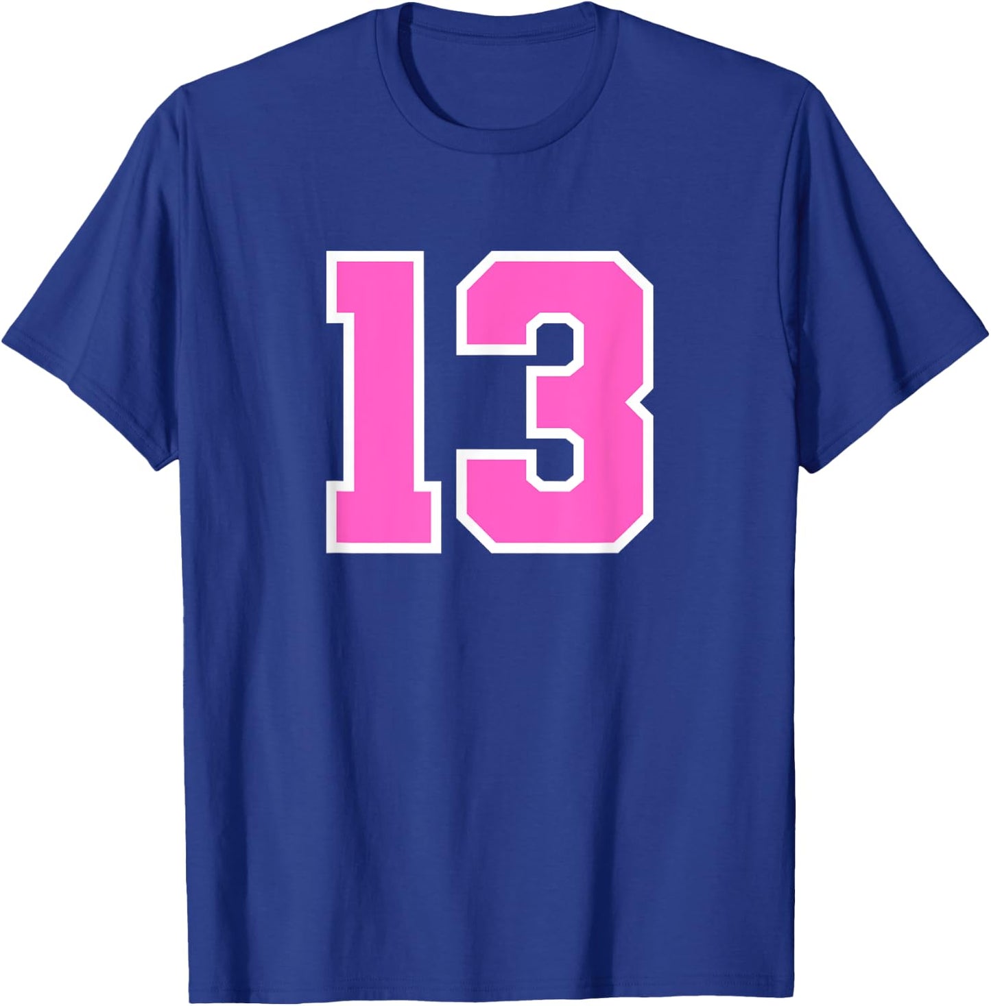 Number #13 Sport Pink Varsity Number T-Shirt - T-Shirt | Royal