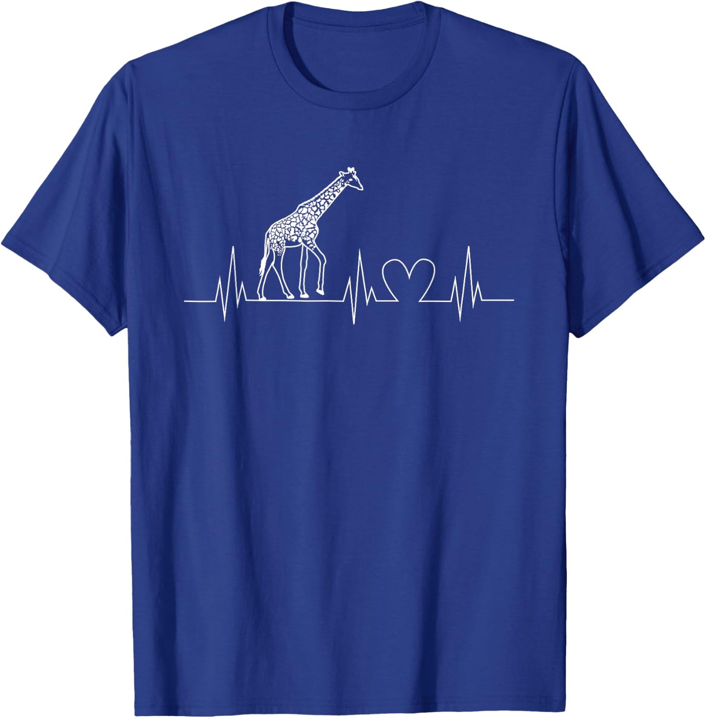 Love Giraffe Heartbeat Funny ECG Cute Tallest Mammal Rhythm T-Shirt - T-Shirt | Royal