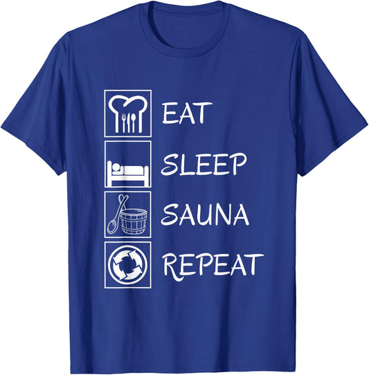 Sauna Repeat Wellness Gift Thermal Bath Spa Relaxation T-Shirt - T-Shirt | Royal