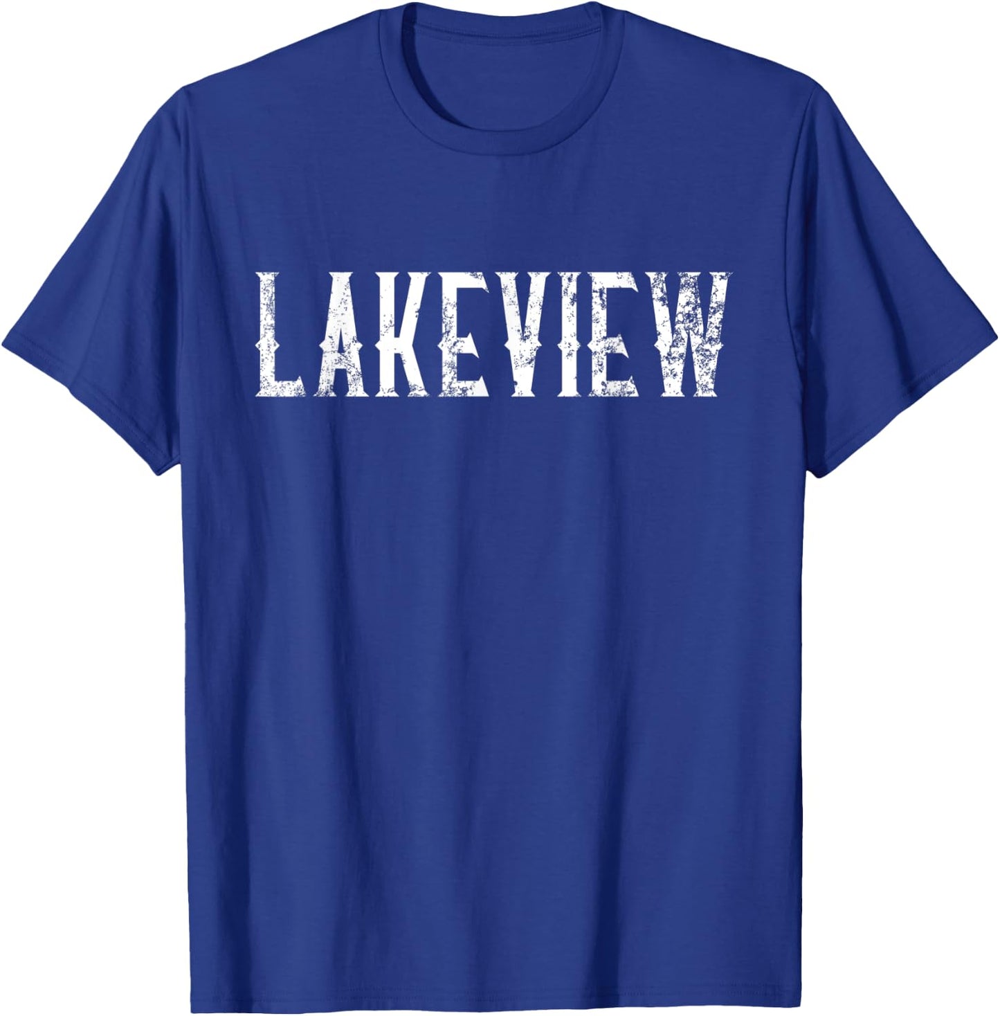 Lakeview Vintage White Script Apparel T-Shirt - T-Shirt | Royal