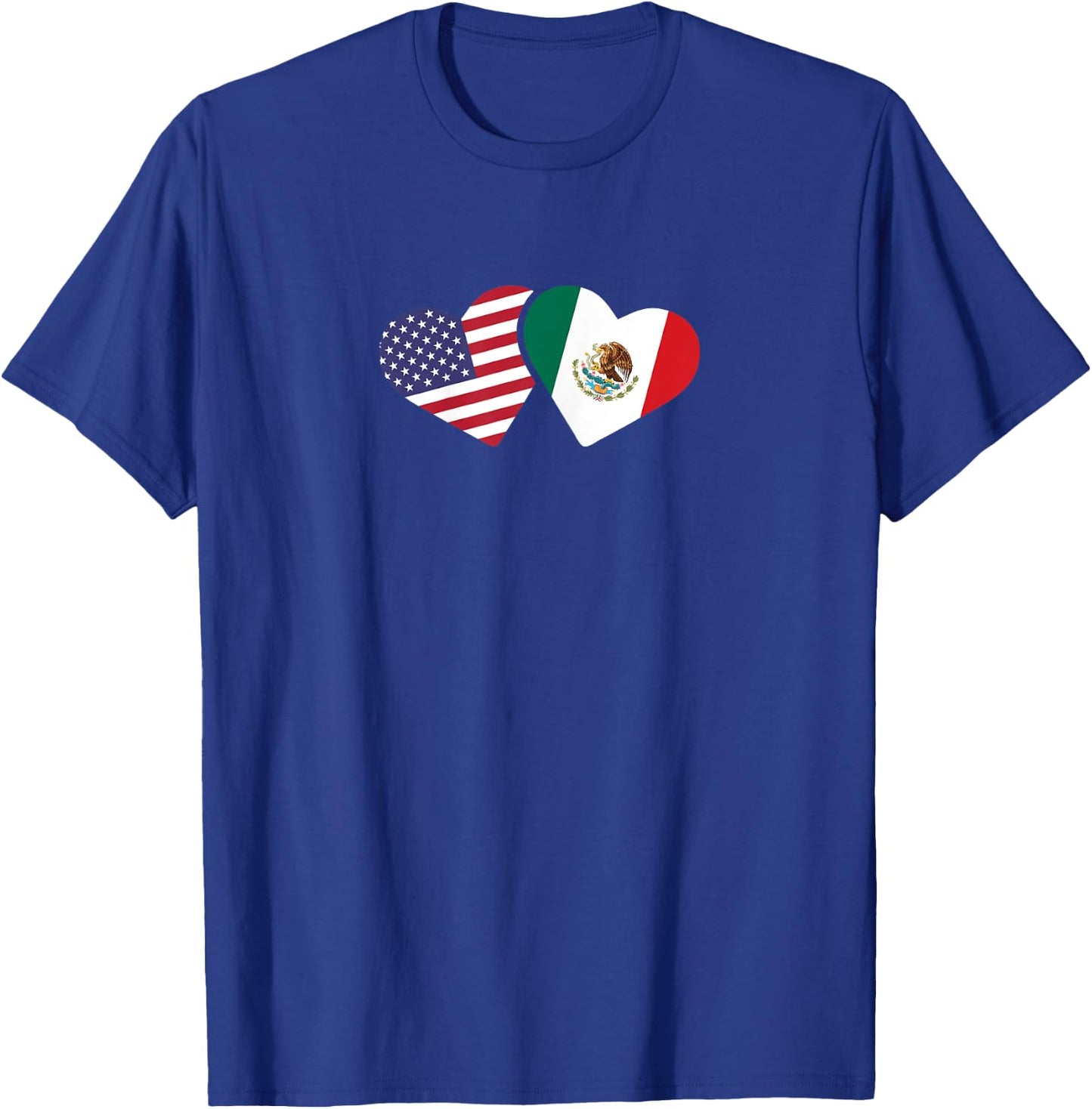 Mexico USA Flag T Shirt Heart Mexican American Love T-Shirt - T-Shirt | Royal