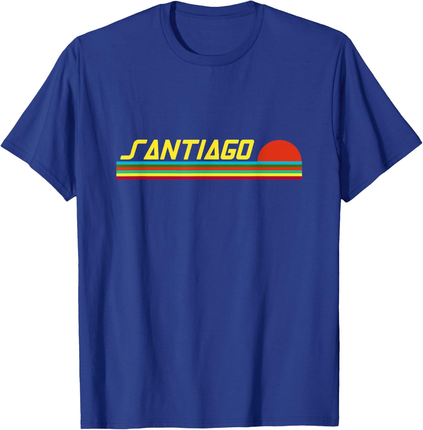 Santiago First Name Logo Retro Sunset Surfer Style Santiago T-Shirt - T-Shirt | Royal