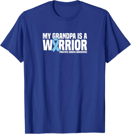 Grandpa is a Warrior Blue Ribbon Prostate Cancer Awareness T-Shirt - T-Shirt | Royal