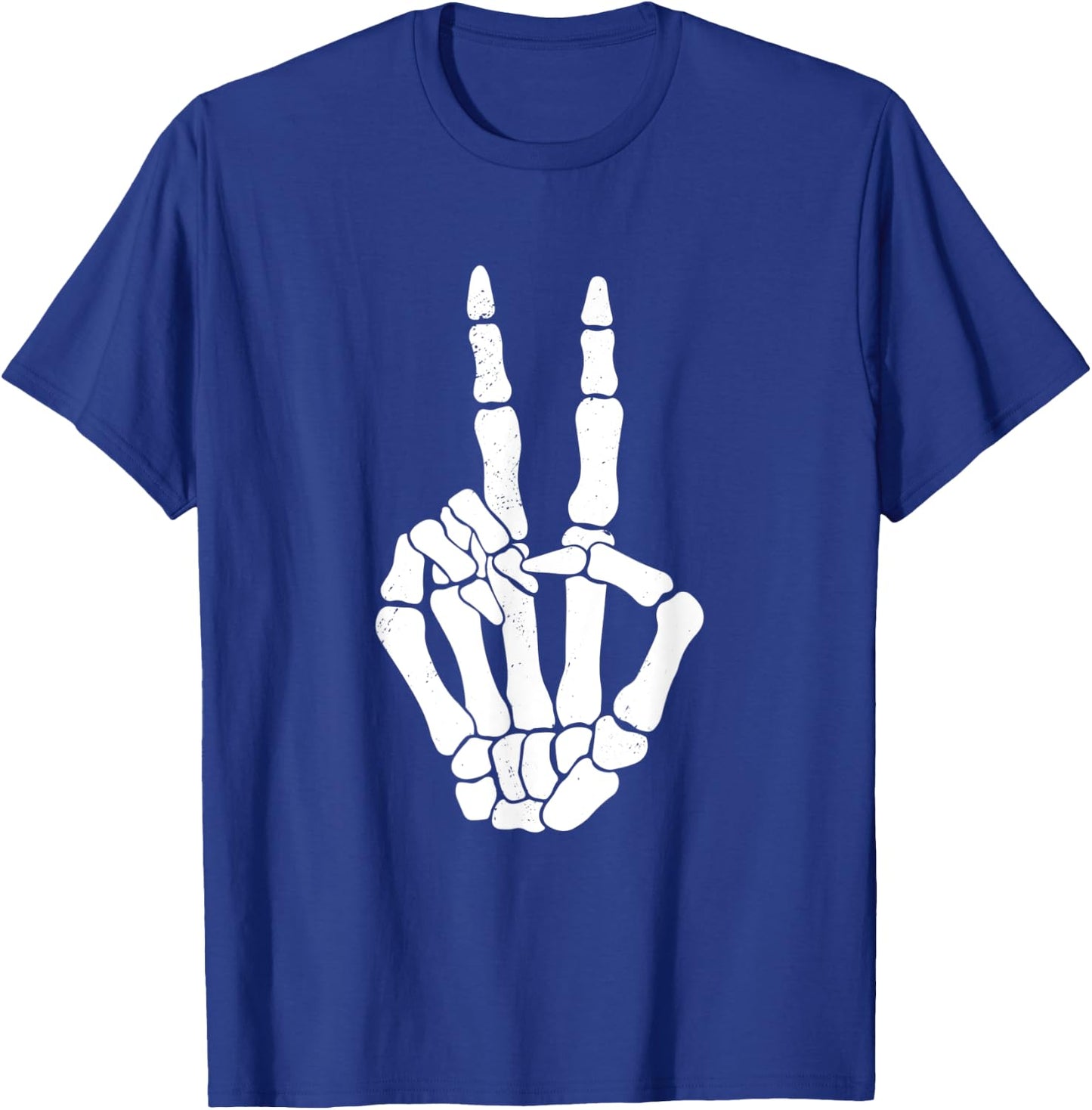 Skeleton Peace Sign Skeleton Halloween Creatures Love T-Shirt - T-Shirt | Royal