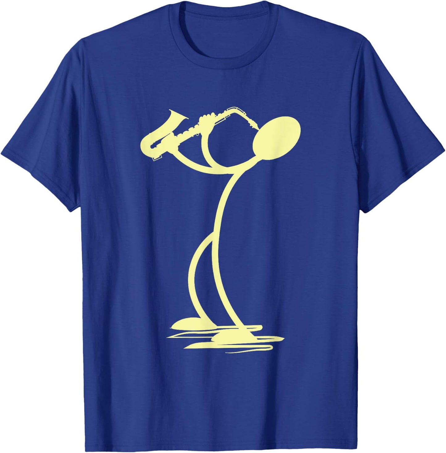 Sax Man Jazz Music Saxophone Player Cartoon Musician T-Shirt - T-Shirt | Royal