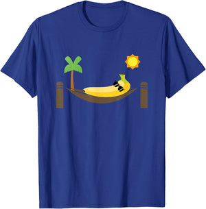 Banana in a Hammock Punny Fruit T-Shirt - T-Shirt | Royal