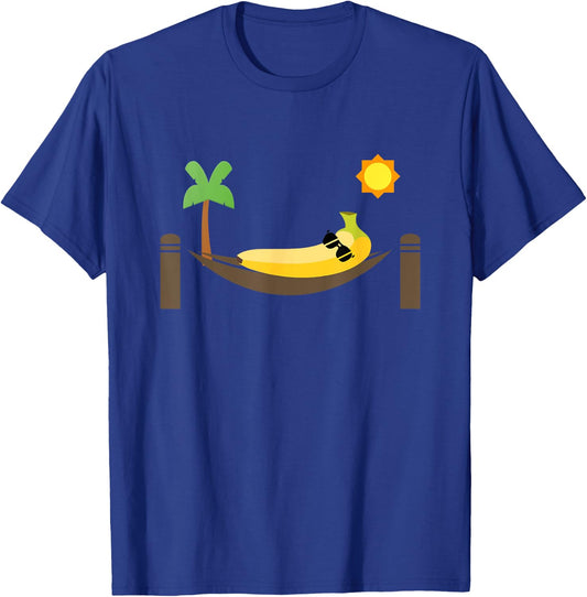 Banana in a Hammock Punny Fruit T-Shirt - T-Shirt | Royal