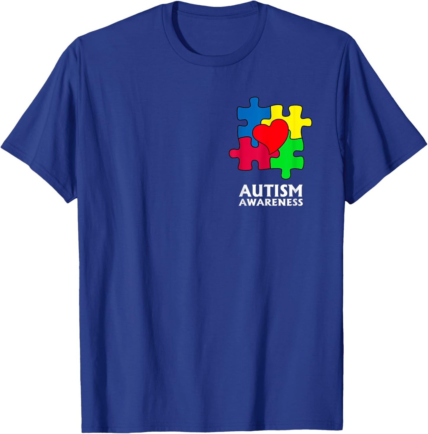 Autism Awareness Pocket Love Heart Puzzle Pieces T-Shirt - T-Shirt | Royal