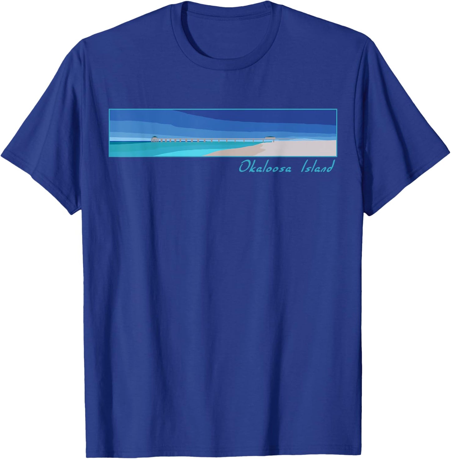 Okaloosa Island Pier, Fort Walton Beach, Florida T Shirt Men T-Shirt - T-Shirt | Royal