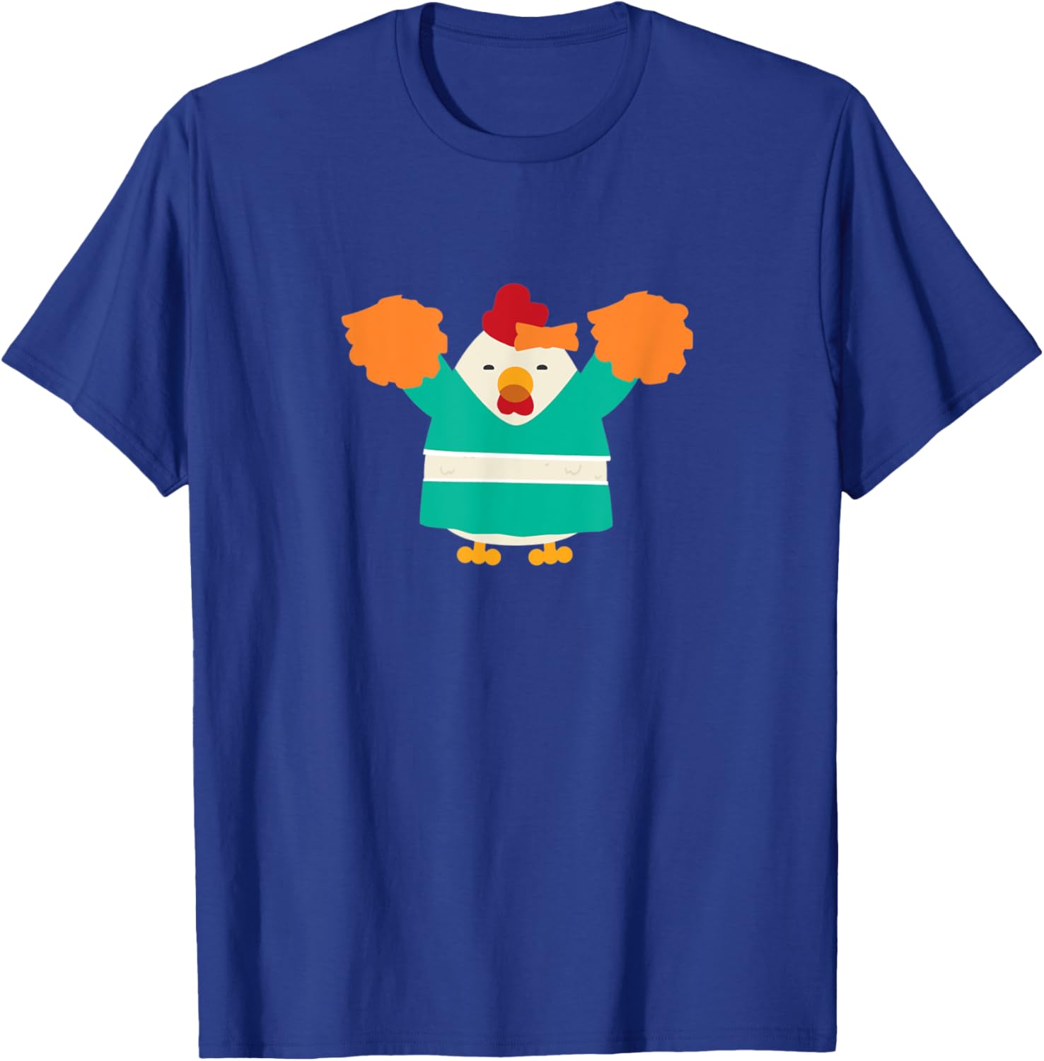 Cheerleading Chicken Funny Cheerleader Pom Poms T-Shirt - T-Shirt | Royal