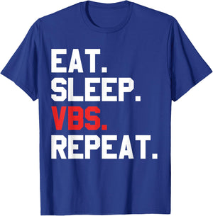 VBS Eat Sleep VBS Repeat Vacation Bible School matching crew T-Shirt - T-Shirt | Royal