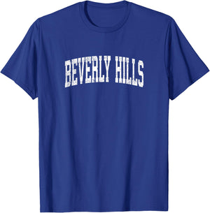 Beverly Hills California CA Vintage Athletic Sports Design T-Shirt - T-Shirt | Royal