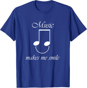 Music Makes Me Smile Funny Saying Singer Musician T-Shirt - T-Shirt | Royal