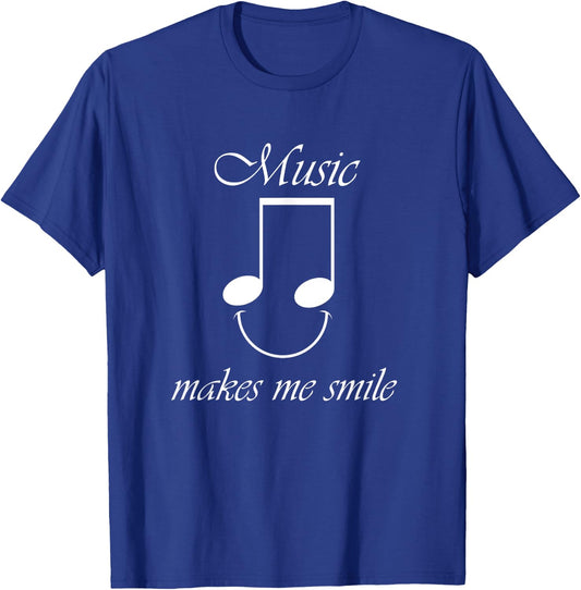 Music Makes Me Smile Funny Saying Singer Musician T-Shirt - T-Shirt | Royal