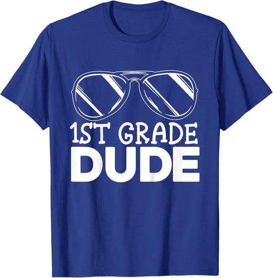 Kids 1st Grade Dude First Day Of School Cool Back To School T-Shirt - T-Shirt | Royal