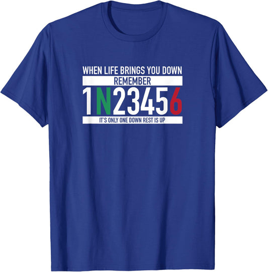 1N23456 Motorcycle Gear Shift Motorcyclist T-Shirt - T-Shirt | Royal