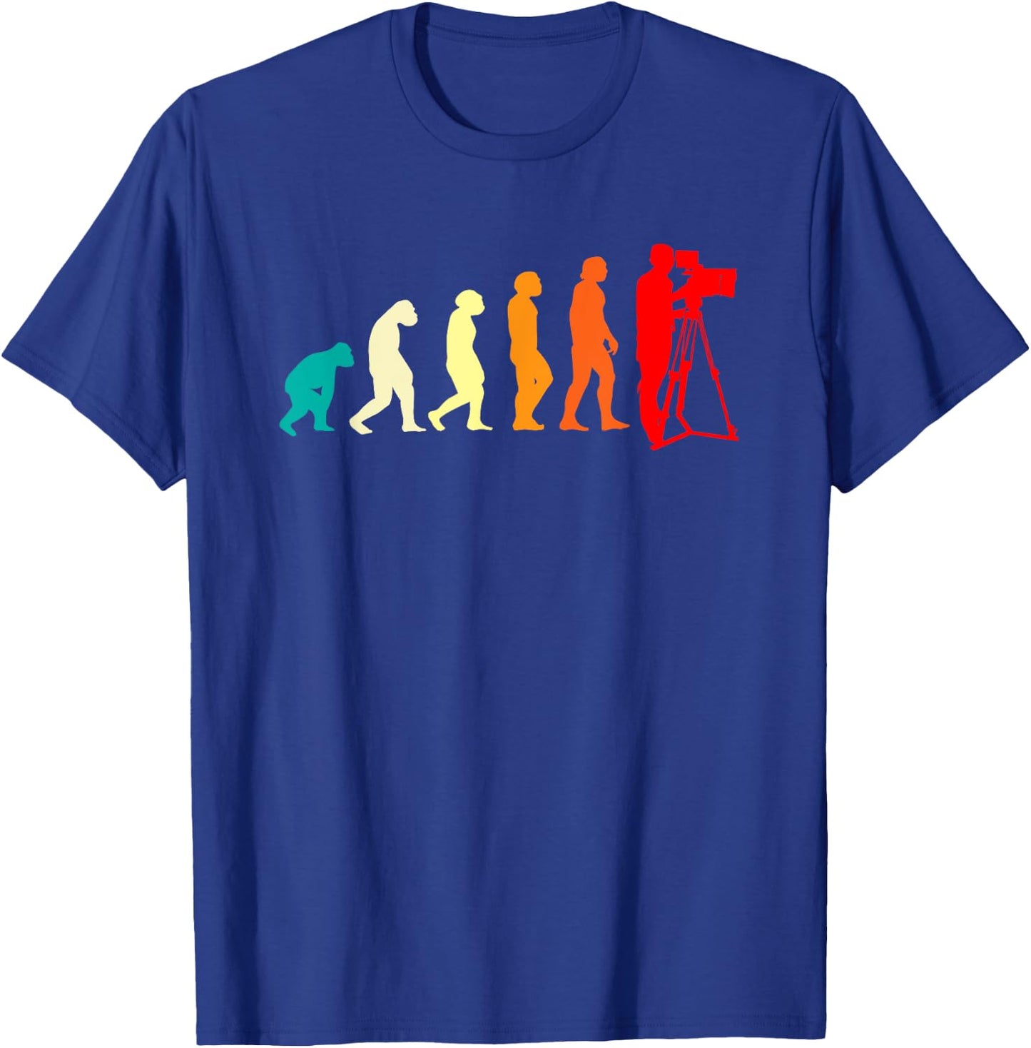 Film School Filmmaker Cinematographer Evolution Retro T-Shirt - T-Shirt | Royal