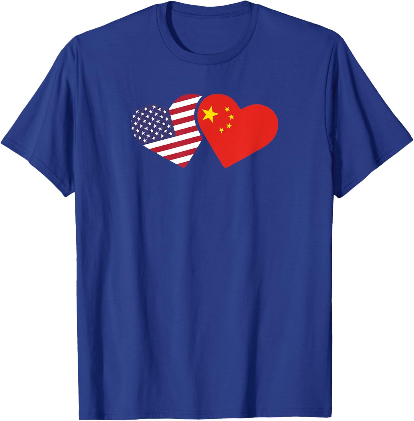 China USA Flag T Shirt Heart Chinese American Love Gift T-Shirt - T-Shirt | Royal