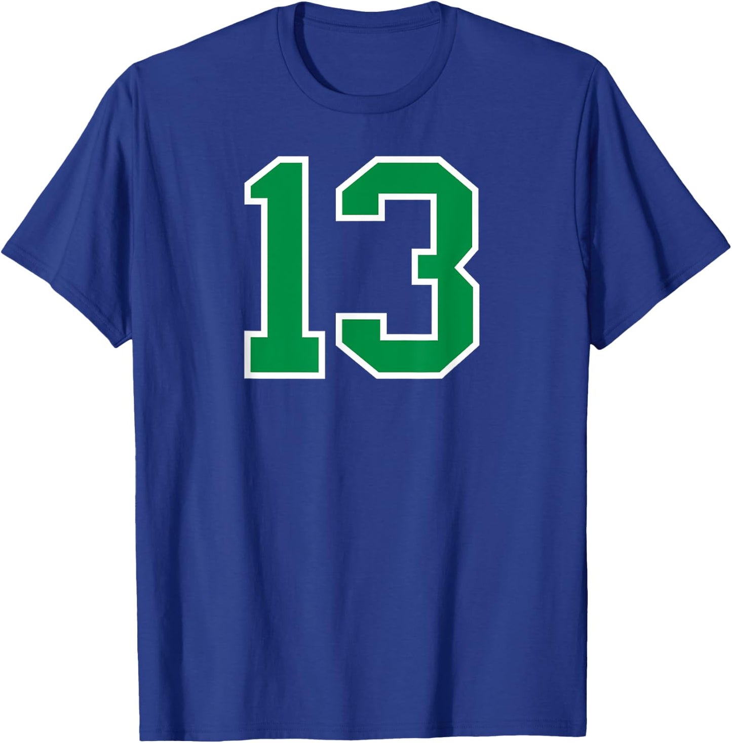 Number #13 Sport Green Varsity Number T-Shirt - T-Shirt | Royal