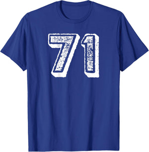 Number 71 Sports Jersey Player #71 Fan BACK PRINT Vintage T-Shirt - T-Shirt | Royal