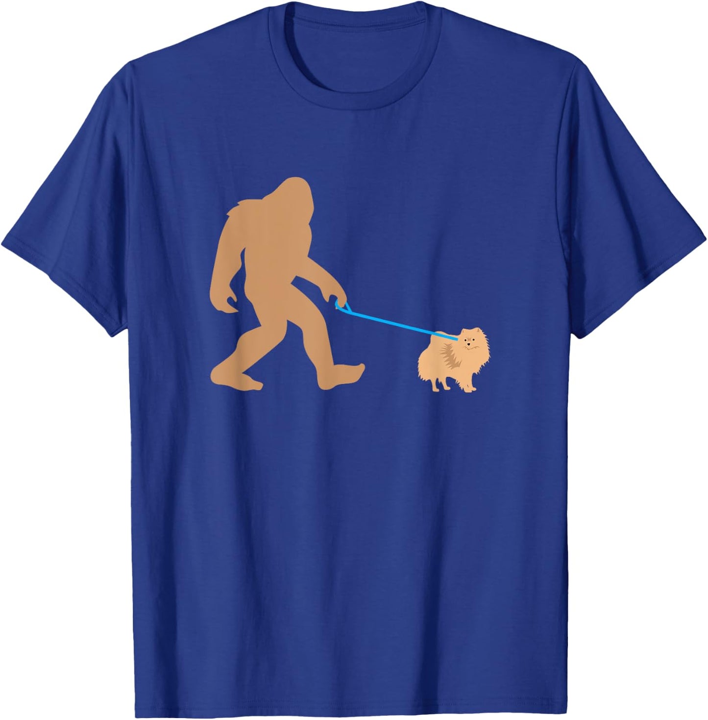 Bigfoot Walking Pomeranian Dog Funny Sasquatch Gift T-Shirt - T-Shirt | Royal
