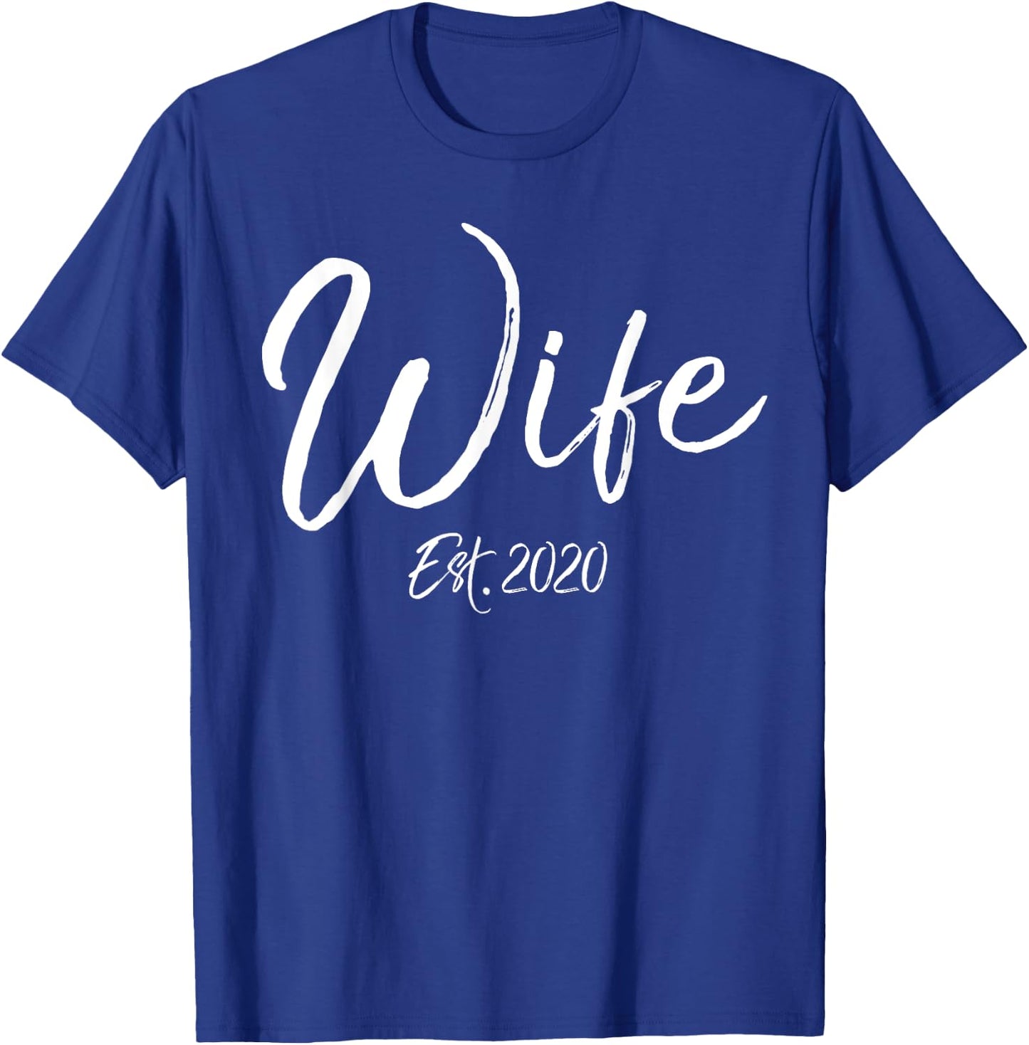 Matching Cute New Wife Gift from Husband Fun Wife Est. 2020 T-Shirt - T-Shirt | Royal