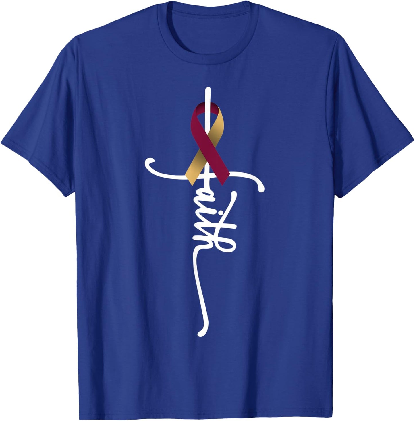 Head And Neck Cancer Faith Cancer Awareness Support Ribbon T-Shirt - T-Shirt | Royal
