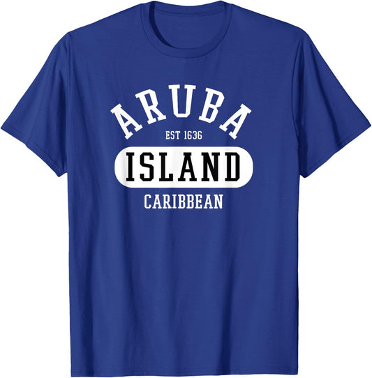 Retro Aruba Caribbean College Jersey Style Graphic Design T-Shirt - T-Shirt | Royal