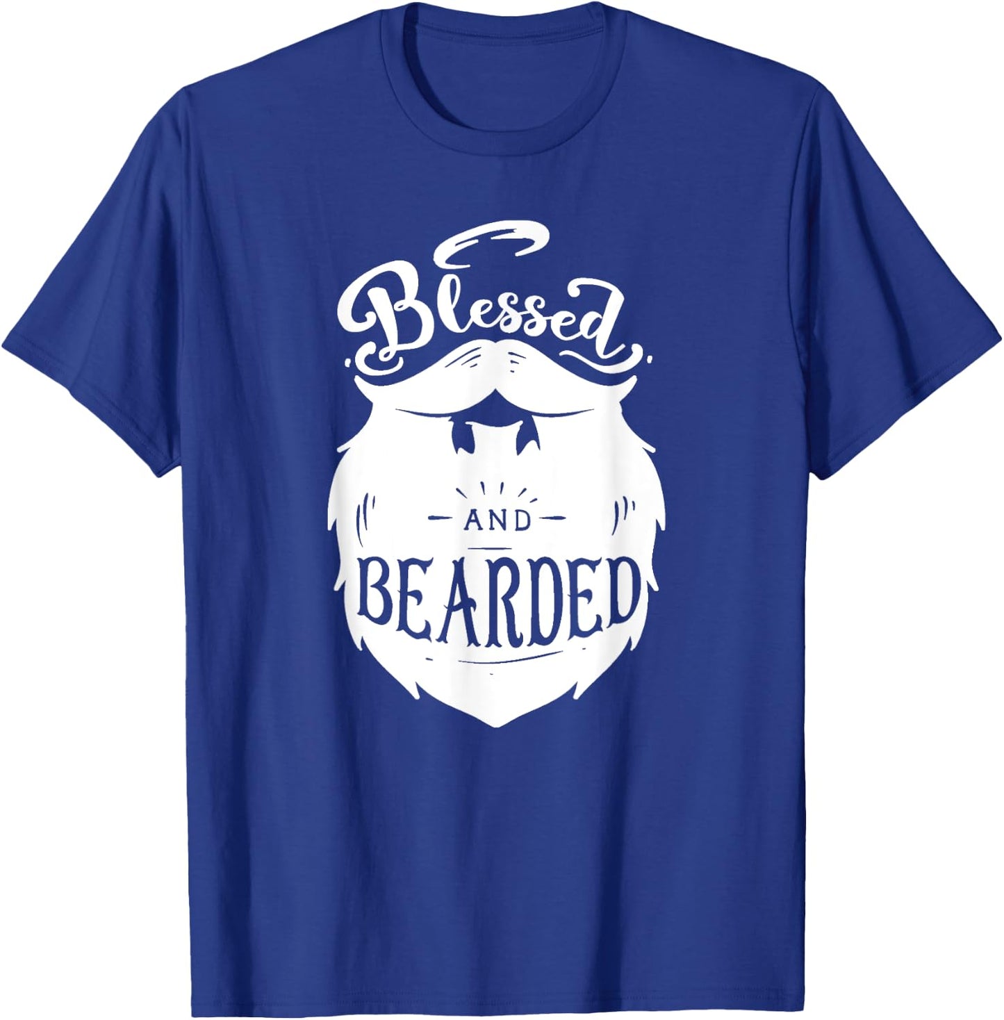 Blessed and Bearded - Jesus Praying Beard Hair Mustache T-Shirt - T-Shirt | Royal