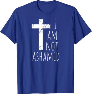I am not ashamed - Big Red Cross - Gospel Christian Faith T-Shirt - T-Shirt | Royal