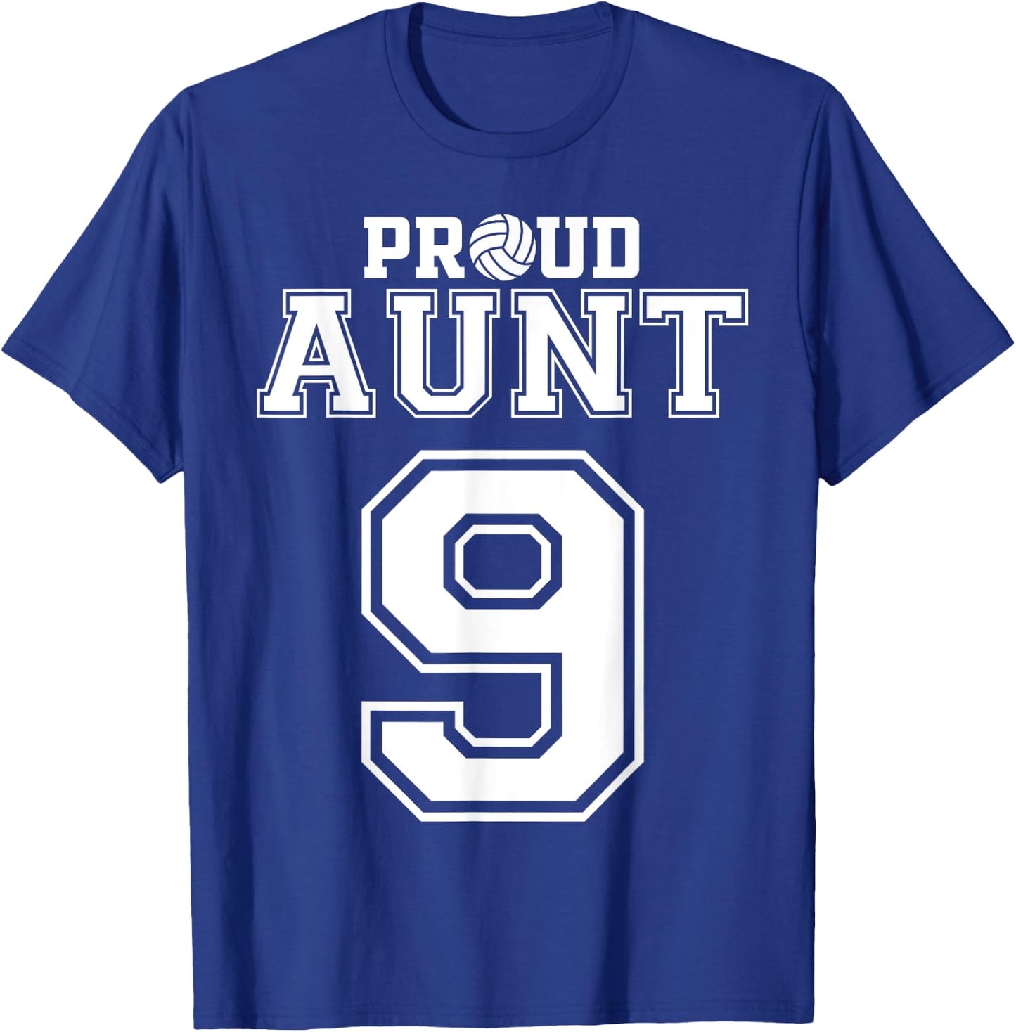 Custom Proud Volleyball Aunt Number 9 Personalized Women T-Shirt - T-Shirt | Royal