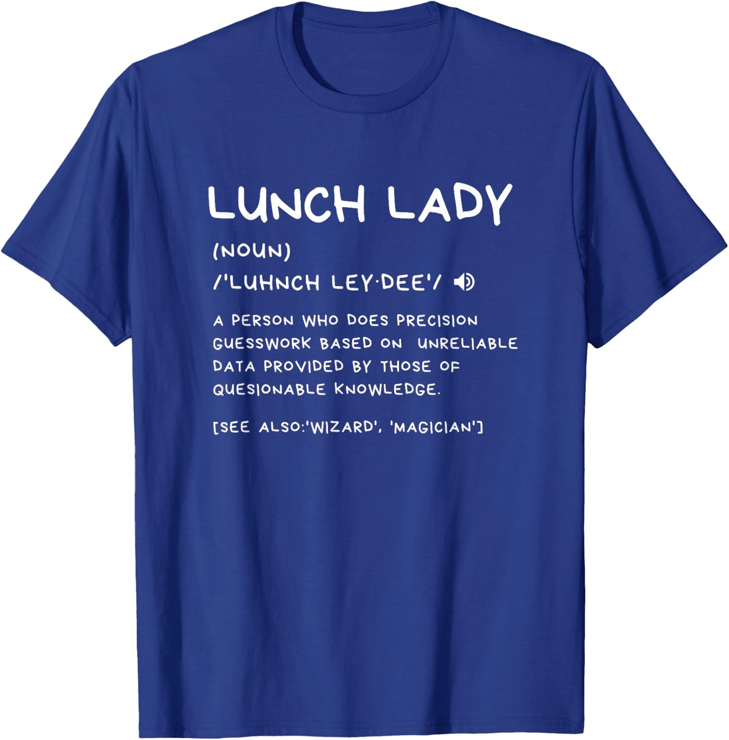Funny Definition Cute Meaning For Family Friends Lunch Lady Definition Thanksgiving Birthday School New Year Christmas -Adults Black Small Classic Fit Short Sleeve T-Shirt - T-Shirt | Royal
