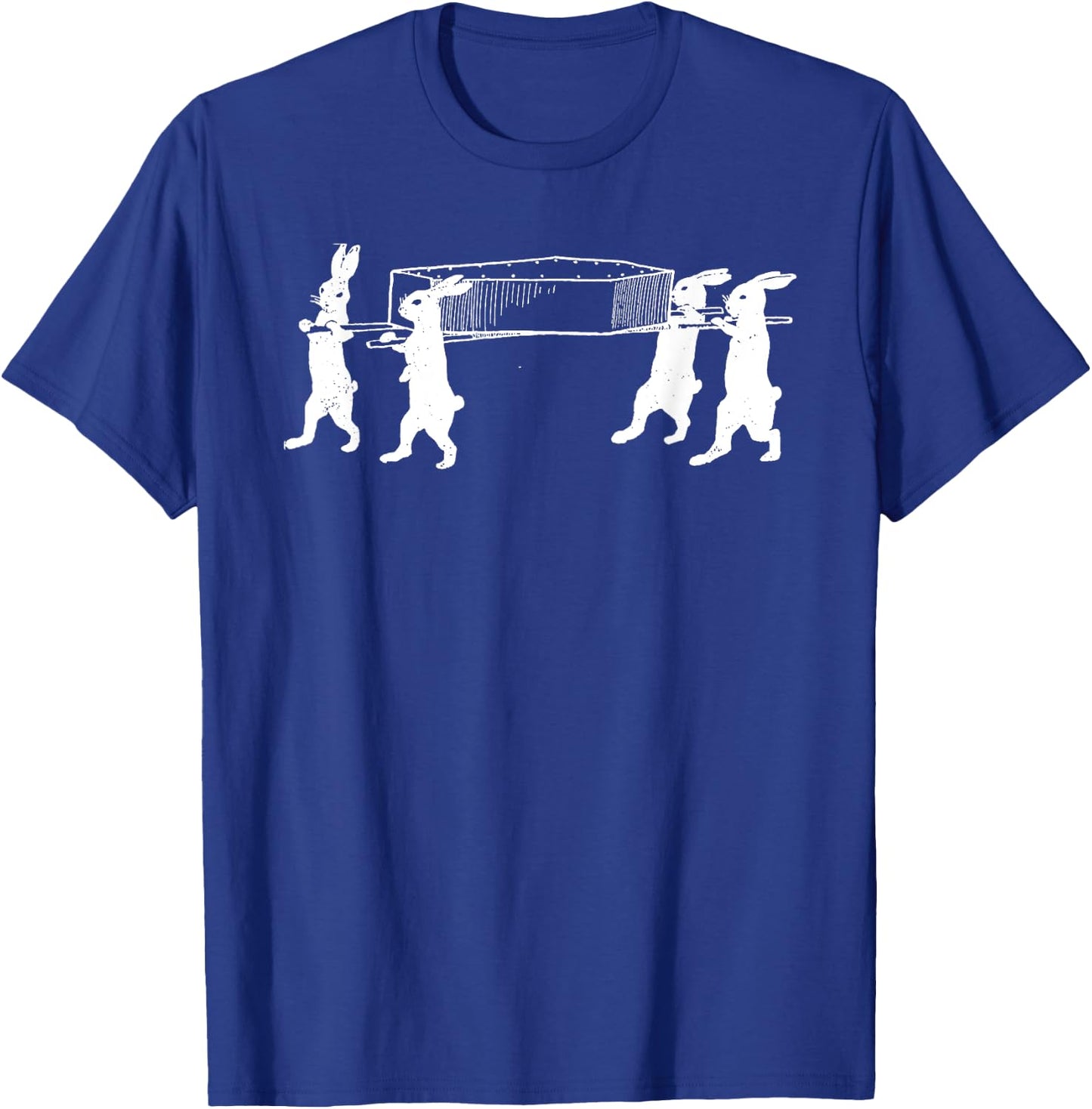 Funny Creepy Rabbits Carrying Coffin Casket Halloween Retro T-Shirt - T-Shirt | Royal