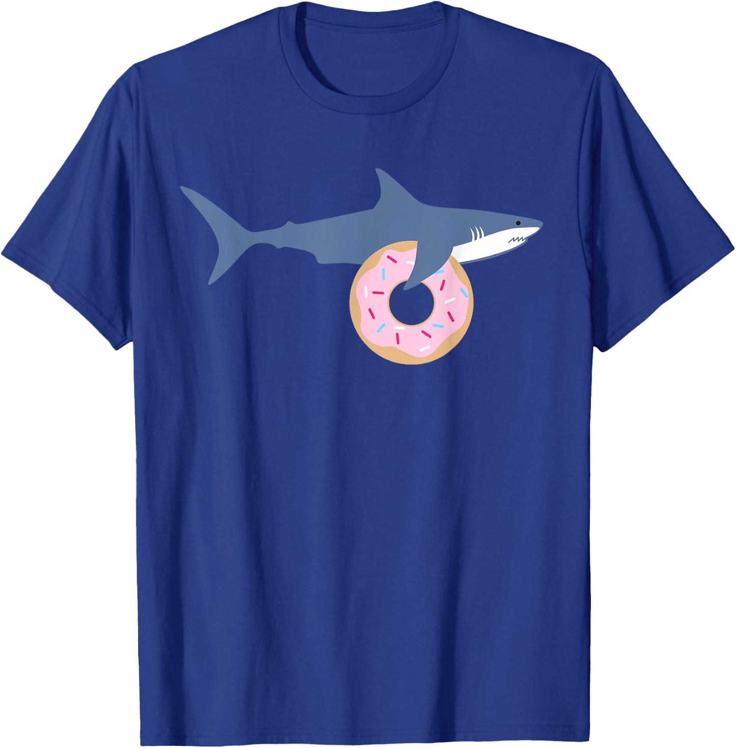 Funny Shark Carrying Donut Cute Food Kids Gift T-Shirt - T-Shirt | Royal