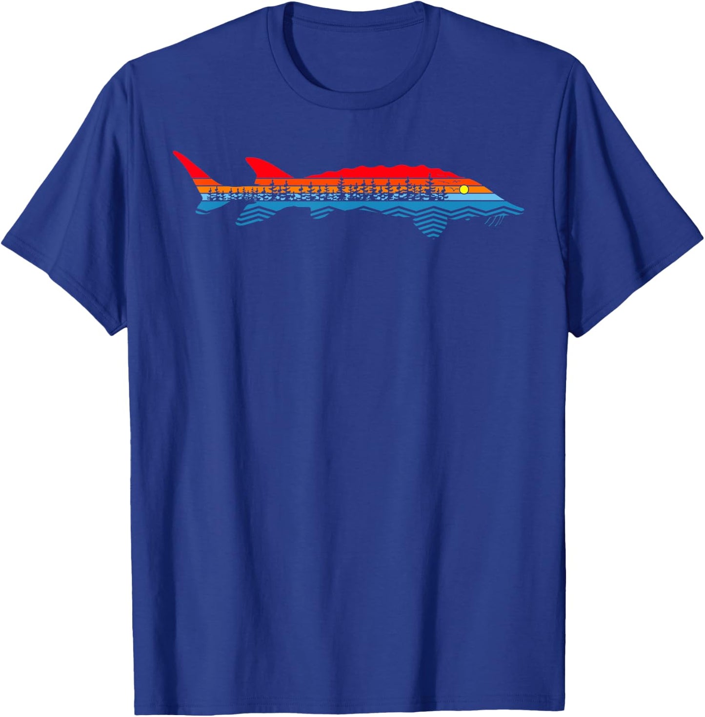 Vintage Nature Outdoor Fishing - Fisher Sturgeon Fish T-Shirt - T-Shirt | Royal
