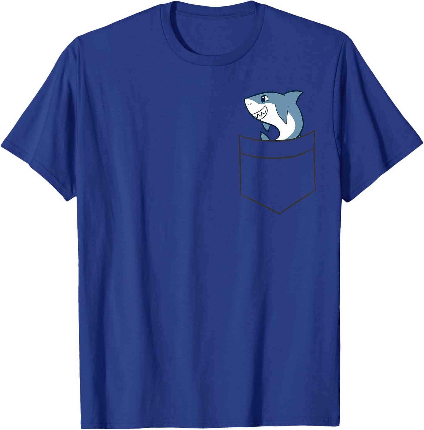Shark In a Pocket Cute Pocket Shark T-Shirt - T-Shirt | Royal